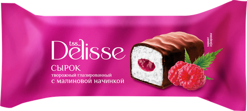 Сырок творожный глазированный DELISSE с малиновой начинкой 26%, без змж, 40г, фотография