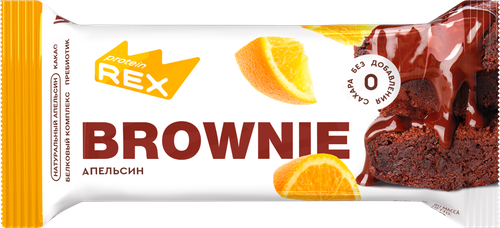 Пирожное протеиновое PROTEINREX Брауни апельсиновый, 50г, крупный план