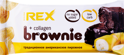 Пирожное протеиновое PROTEINREX Брауни банановый, с коллагеном, 50г, крупный план