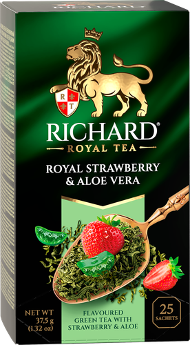 Чай зеленый RICHARD Royal Strawberry&Aloe Vera арома, 25пак, фотография