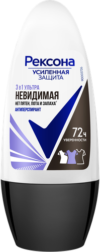 Антиперспирант роликовый женский РЕКСОНА Ультраневидимая, 50мл, крупный план