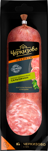 Колбаса сырокопченая ЧЕРКИЗОВО ПРЕМИУМ Сальчичон, 300г, крупный план