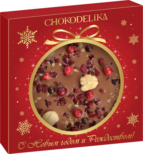 Шоколад молочный CHOKODELIKA вишня, фундук, карамель, 75г, детальное фото