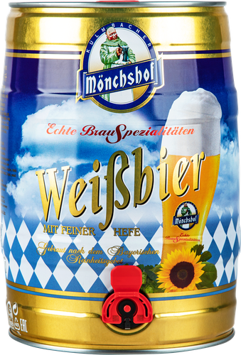 Пиво светлое MONCHSHOF Weissbier нефильтрованное пастеризованное 5,4%, 5л, детальное фото