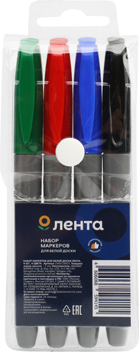 Набор маркеров для белой доски ЛЕНТА 4 цвета, Арт. LTA0719053, 4шт, фотография