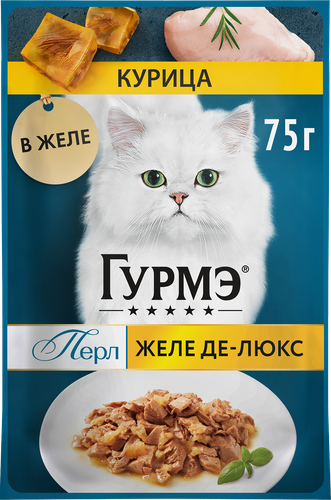 Корм влажный для взрослых кошек ГУРМЭ Желе Де-Люкс, с курицей в роскошном желе, 75г, изображение