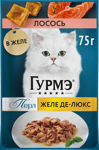 Корм влажный для взрослых кошек ГУРМЭ Желе Де-Люкс, с лососем в роскошном желе, 75г, изображение