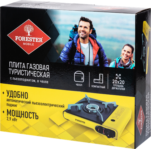Плита газовая Туристическая Forester Mobile с пьезоподжигом в чехле, крупный план