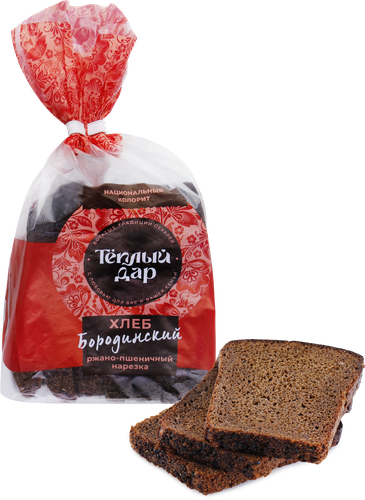 Хлеб ТЕПЛЫЙ ДАР Бородинский, в нарезке, 350г, изображение