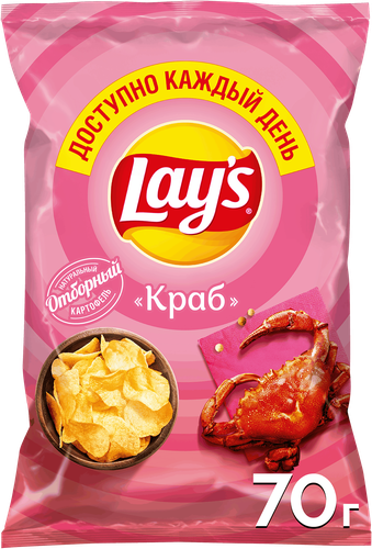 Чипсы картофельные LAY'S со вкусом краба, 70г, картинка