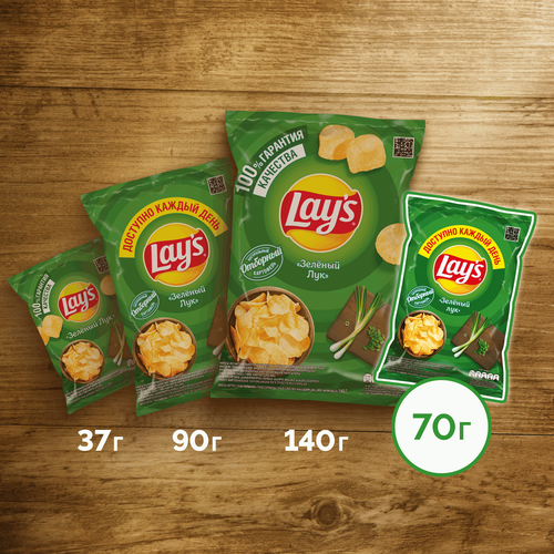 Чипсы картофельные LAY'S со вкусом молодого зеленого лука, 70г, изображение