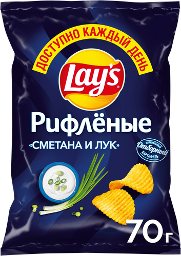 Чипсы картофельные LAY'S со вкусом сметаны и лука, 70г, фото
