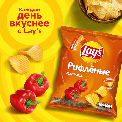 Чипсы картофельные LAY'S Рифленые со вкусом паприки, 70г, картинка