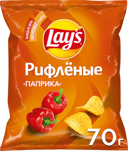 Чипсы картофельные LAY'S Рифленые со вкусом паприки, 70г, фотография