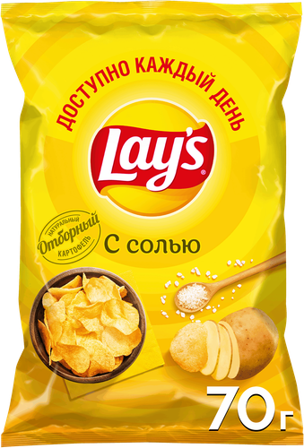 Чипсы картофельные LAY'S с солью, 70г, крупный план