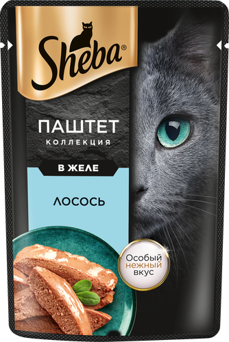Корм консервированный для кошек SHEBA Нежный паштет в желе Лосось, 75г, изображение