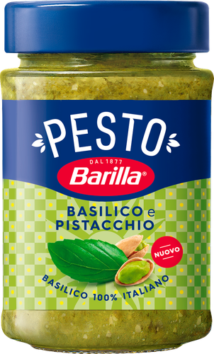 Соус для пасты BARILLA Pesto Basilico e Pistacchio, c базиликом и фисташками, 190г, вид