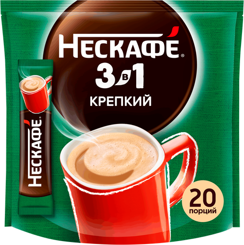 Напиток кофейный растворимый НЕСКАФЕ Крепкий 3в1, 14,5гх20шт, фотография