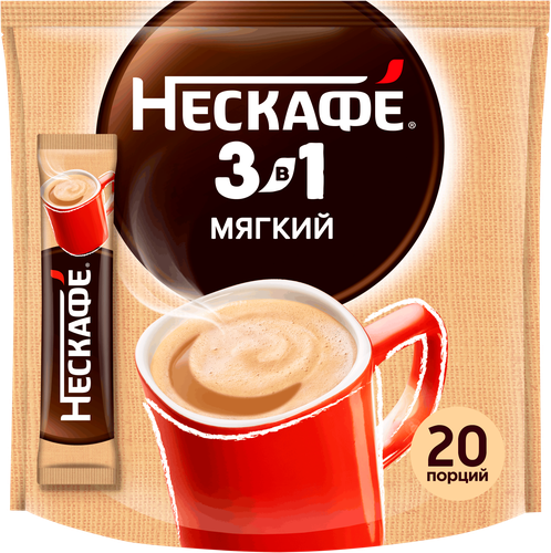 Напиток кофейный растворимый НЕСКАФЕ Мягкий 3в1, 14,5гх20шт, изображение