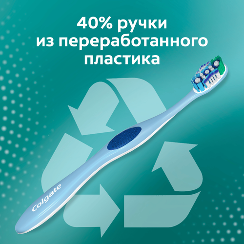 Зубная щетка COLGATE 360 Суперчистота всей полости рта, антибактериальная, средней жесткости, крупный план