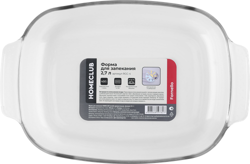 Форма для запекания HOMECLUB Fornello 35x23х6см, прямоугольная, жаропрочное стекло, Арт. RGC-4 2,7л, фото