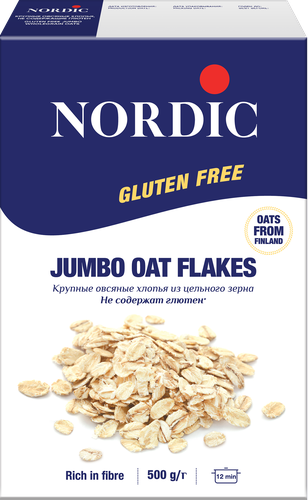 Хлопья овсяные безглютеновые NORDIC крупные, 500г, вид