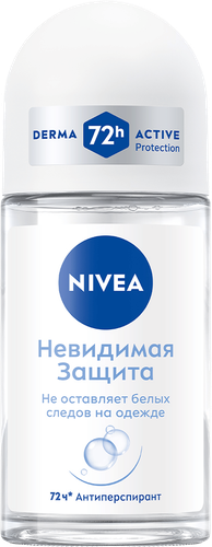 Дезодорант роликовый женский NIVEA Невидимая защита, 50мл, крупный план