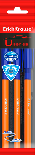 Набор шариковых ручек ERICHKRAUSE U-109 Orange Stick&Grip 1.0 Ultra Glide Technology, Арт. 47592, 3шт, крупный план