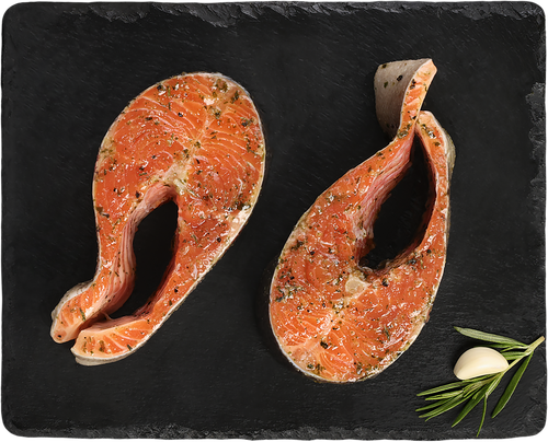 Форель Радужная в маринаде с чесноком и сливками, стейк ЛЕНТА FRESH, весовая, вид