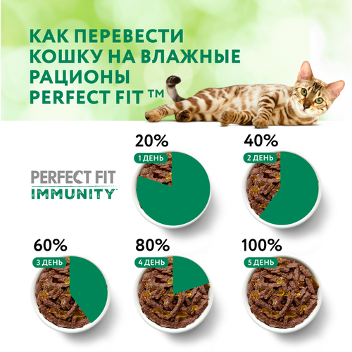 Корм консервированный для взрослых кошек PERFECT FIT Иммунитет с говядиной в желе с добавлением льна, 75г, изображение