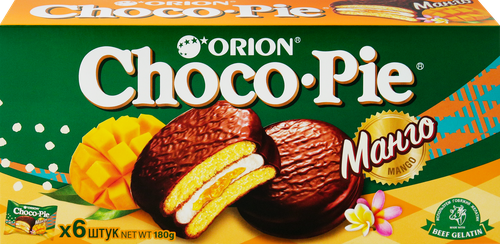 Печенье ORION Choco Pie Mango, 180г, изображение