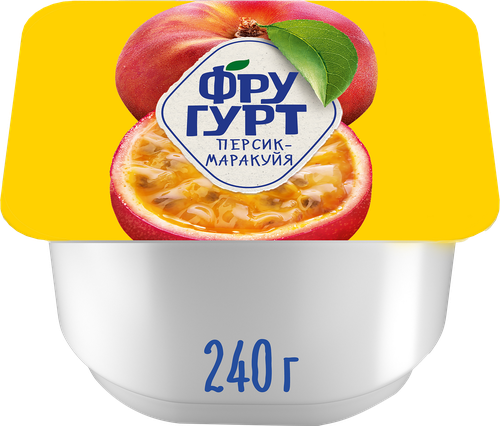 Йогурт ФРУГУРТ Персик, маракуйя 2%, без змж, 240г, вид