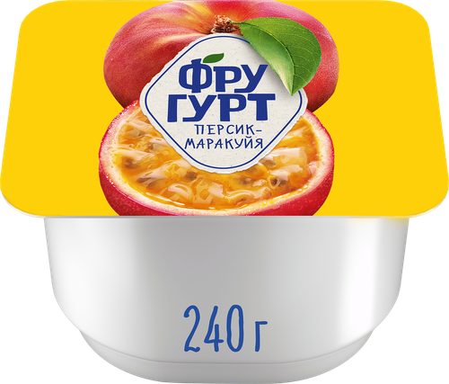 Йогурт ФРУГУРТ Персик, маракуйя 2%, без змж, 240г, детальное фото