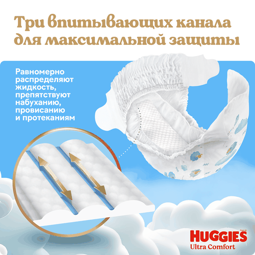 Подгузники для мальчиков HUGGIES Ultra Comfort 3 5–9кг, 78шт, изображение
