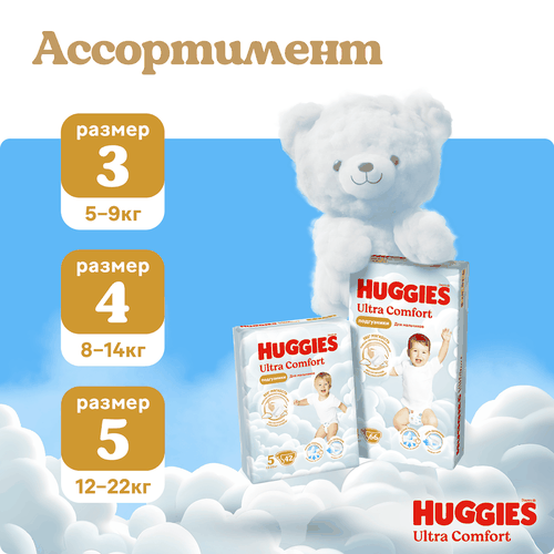 Подгузники для мальчиков HUGGIES Ultra Comfort 3 5–9кг, 78шт, детальное фото