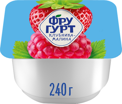 Йогурт ФРУГУРТ Клубника, малина 2%, без змж, 240г, детальное фото