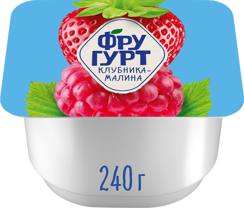 Йогурт ФРУГУРТ Клубника, малина 2%, без змж, 240г, изображение