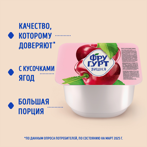 Йогурт ФРУГУРТ Вишня 2%, без змж, 240г, детальное фото