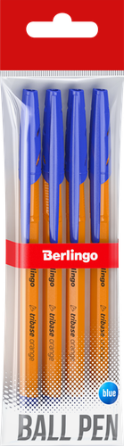 Набор шариковых ручек BERLINGO Tribase orange, синий, 0,7мм, Арт. CBp_70910_4, 4шт, фотография