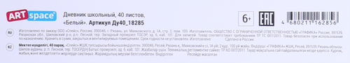 Дневник ARTSPACE 1–11 класс, 40 листов, белый, Арт. Ду40_18285, вид