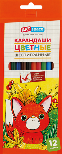 Карандаши цветные ARTSPACE Милые зверушки, 12 цветов, Арт. CP_41020, детальное фото