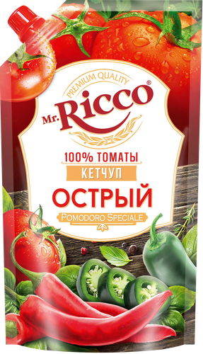 Кетчуп MR.RICCO Pomodoro Speciale Острый, 300г, крупный план