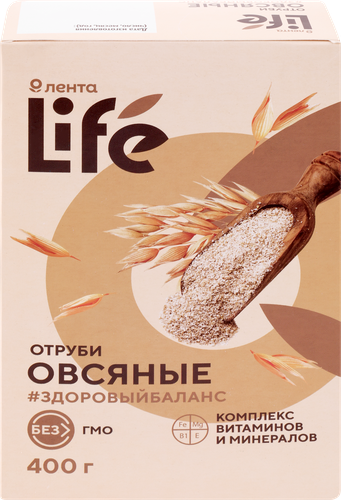 Отруби овсяные ЛЕНТА LIFE, 400г, изображение