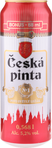 Пиво светлое CESKA PINTA №1 Lezak фильтрованное пастеризованное 5,2%, 0.568л, картинка