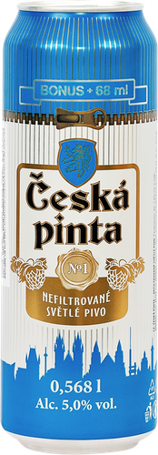 Пиво светлое CESKA PINTA №1 Nefiltrovane Svetle pivo нефильтрованное пастеризованное 5%, 0.568л