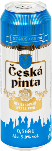 Пиво светлое CESKA PINTA №1 Nefiltrovane Svetle pivo нефильтрованное пастеризованное 5%, 0.568л, детальное фото