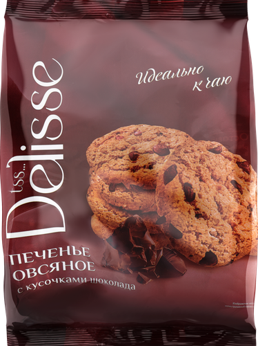 Печенье овсяное DELISSE с кусочками шоколада, 300г, фото