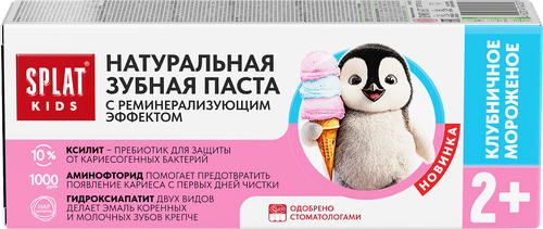 Зубная паста детская SPLAT Клубничное мороженое, 63г, вид