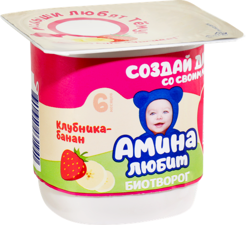 Биотворог для детского питания ТЕМА с клубникой и бананом 4%, без змж, 95г, фото