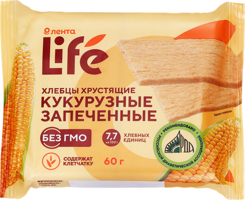 Хлебцы кукурузные ЛЕНТА LIFE хрустящие запеченные, 60г, вид